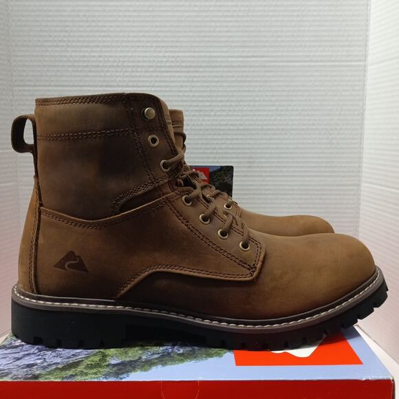 Ozark Trail Men's Range Clean Toe Mountain Hiking Boots Size 10.5 Brown Leather - Picture 1 of 8